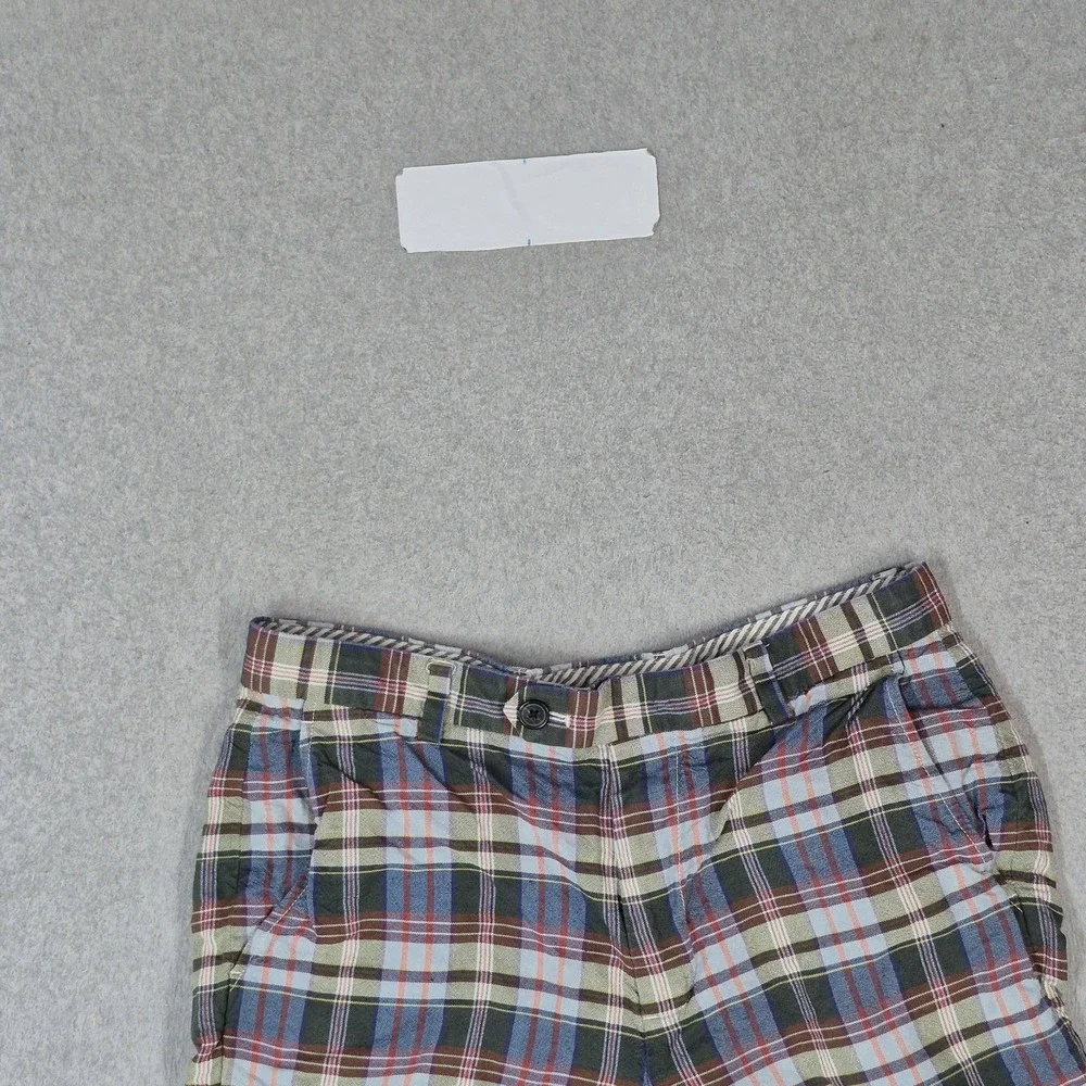 Brooks Brothers Men Shorts W38 Multicolor Cotton Linen Plaid Bermuda